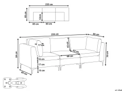 Sohvat<Beliani 3-Istuttava Sohva Sametti Vihrea Evja