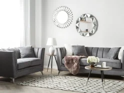 Best Sale Beliani 3-Istuttava Sohva Samettinen Harmaa Gaula