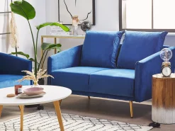 Discount Beliani 2-Istuttava Sohva Samettinen Laivastonsininen Maura