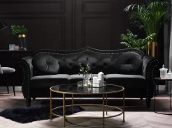 Discount Beliani 3-Istuttava Sohva Samettinen Musta Skien