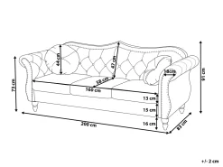 Discount Beliani 3-Istuttava Sohva Samettinen Musta Skien
