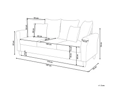Sohvat<Beliani 3-Istuttava Sohva Samettinen Harmaa Bornholm