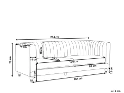 Best Beliani 3-Istuttava Sohva Samettinen Sininen Arvika