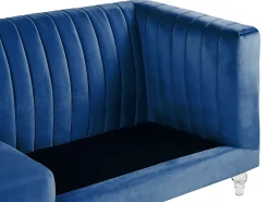 Best Beliani 3-Istuttava Sohva Samettinen Sininen Arvika