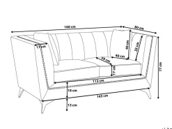 Sohvat<Beliani 2-Istuttava Sohva Samettinen Sinivihrea Gaula