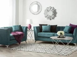 Sohvat<Beliani 2-Istuttava Sohva Samettinen Sinivihrea Gaula