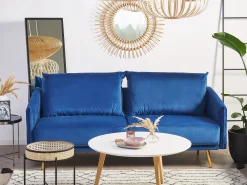 Discount Beliani 3-Istuttava Sohva Samettinen Laivastonsininen Maura