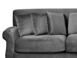 Sohvat<Beliani 3-Istuttava Sohva Samettinen Harmaa Eike