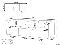 Sohvat<Beliani 3-Istuttava Sohva Vakosametti Luonnonvalkoinen Lemvig