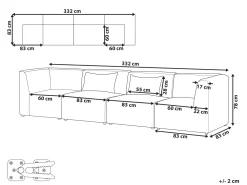 Sohvat<Beliani 4-Istuttava Sohva Vakosametti Tummanvihrea Lemvig