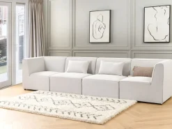 Cheap Beliani 4-Istuttava Sohva Vakosametti Luonnonvalkoinen Lemvig