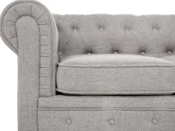 Store Beliani 4-Istuttava Sohvaryhma Kangas Vaaleanharmaa Chesterfield