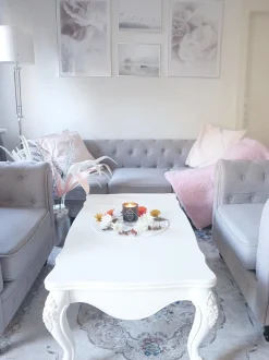 Store Beliani 4-Istuttava Sohvaryhma Kangas Vaaleanharmaa Chesterfield