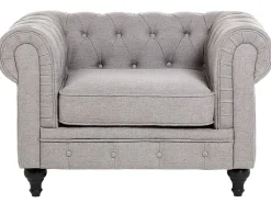 Store Beliani 4-Istuttava Sohvaryhma Kangas Vaaleanharmaa Chesterfield