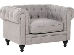 Store Beliani 4-Istuttava Sohvaryhma Kangas Vaaleanharmaa Chesterfield