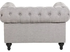 Store Beliani 4-Istuttava Sohvaryhma Kangas Vaaleanharmaa Chesterfield