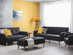 Fashion Beliani 6-Istuttava Sohvaryhma Kangas Musta Florli