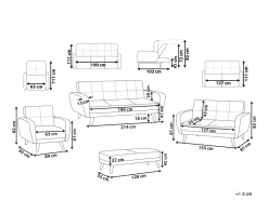 Fashion Beliani 6-Istuttava Sohvaryhma Kangas Musta Florli