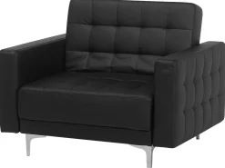 Hot Beliani 5-Istuttava Sohvaryhma Keinonahka Musta Aberdeen