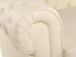 Store Beliani 4-Istuttava Sohvaryhma Nahka Kermanvalkoinen Chesterfield