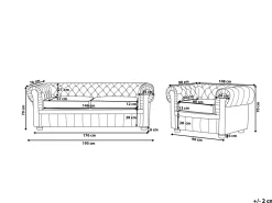 Store Beliani 4-Istuttava Sohvaryhma Nahka Kermanvalkoinen Chesterfield