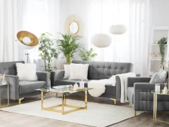 Cheap Beliani 5-Istuttava Sohvaryhma Sametti Harmaa Aberdeen