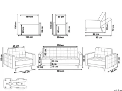 Cheap Beliani 5-Istuttava Sohvaryhma Sametti Harmaa Aberdeen