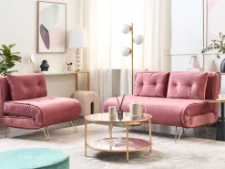 Best Sale Beliani 3-Istuttava Sohvaryhma Sametti Vaaleanpunainen Vestfold