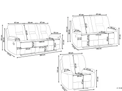 Shop Beliani 6-Istuttava Sohvaryhma Sametti Sahkosaadettava Tummanharmaa Bergen