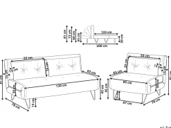 Sohvat<Beliani 3-Istuttava Sohvaryhma Sametti Musta Vestfold