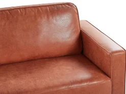 Sohvat<Beliani 3-Istuttava Tekonahkainen Sohva Ruskea Savalen