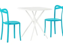 Flash Sale Beliani 2-Istuttava Turkoosi / Valkoinen Muovinen Bistrosetti Sersale / Camogli