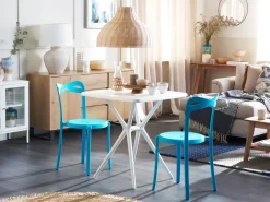 Flash Sale Beliani 2-Istuttava Turkoosi / Valkoinen Muovinen Bistrosetti Sersale / Camogli