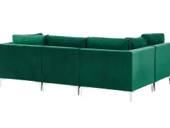 Best Sale Beliani 6-Istuttava U-Kulmasohva Sametti Vihrea Evja