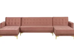 Cheap Beliani 5-Istuttava U-Kulmavuodesohva Sametti Vaaleanpunainen Aberdeen