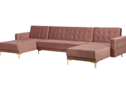 Cheap Beliani 5-Istuttava U-Kulmavuodesohva Sametti Vaaleanpunainen Aberdeen