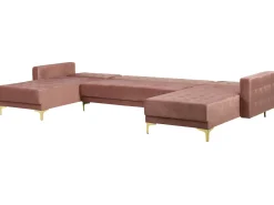 Cheap Beliani 5-Istuttava U-Kulmavuodesohva Sametti Vaaleanpunainen Aberdeen