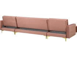 Cheap Beliani 5-Istuttava U-Kulmavuodesohva Sametti Vaaleanpunainen Aberdeen