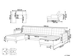 Cheap Beliani 5-Istuttava U-Kulmavuodesohva Sametti Vaaleanpunainen Aberdeen
