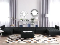 Sohvat<Beliani 6-Istuttava U-Kulmavuodesohva Ja Rahi Kangas Grafiitinharmaa Aberdeen