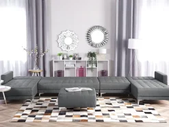 Outlet Beliani 6-Istuttava U-Kulmavuodesohva Kangas Vaaleanharmaa Aberdeen