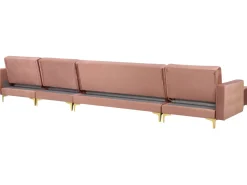 Best Sale Beliani 6-Istuttava U-Kulmavuodesohva Ja Rahi Sametti Vaaleanpunainen Aberdeen