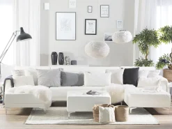 Sohvat<Beliani 5-Istuttava U-Kulmavuodesohva Ja Rahi Keinonahka Valkoinen Aberdeen