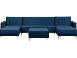 Sohvat<Beliani 5-Istuttava U-Kulmavuodesohva Ja Rahi Sametti Laivastonsininen Aberdeen