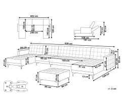 Sohvat<Beliani 6-Istuttava U-Kulmavuodesohva Ja Rahi Sametti Sinivihrea Aberdeen