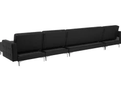 Outlet Beliani 6-Istuttava U-Kulmavuodesohva Ja Rahi Keinonahka Musta Aberdeen