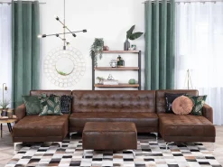 Sohvat<Beliani 5-Istuttava U-Kulmavuodesohva Ja Rahi Keinonahka Ruskea Aberdeen