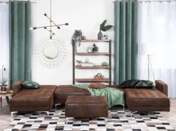 Sohvat<Beliani 5-Istuttava U-Kulmavuodesohva Ja Rahi Keinonahka Ruskea Aberdeen