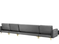 New Beliani 6-Istuttava U-Kulmavuodesohva Ja Rahi Sametti Harmaa Aberdeen