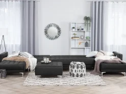 Sohvat<Beliani 6-Istuttava U-Kulmavuodesohva Keinonahka Musta Aberdeen